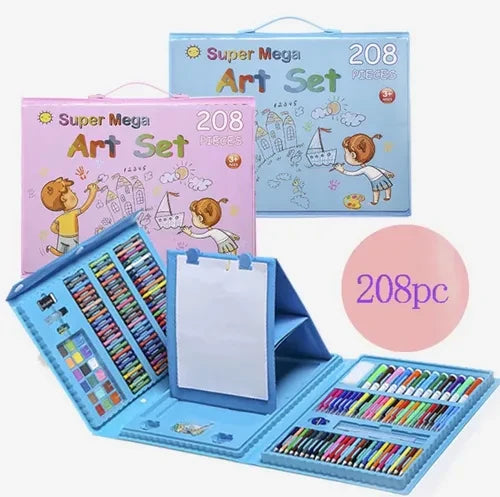 KIT DE DIBUJO ROSA-AZUL ARTE 208 pcs